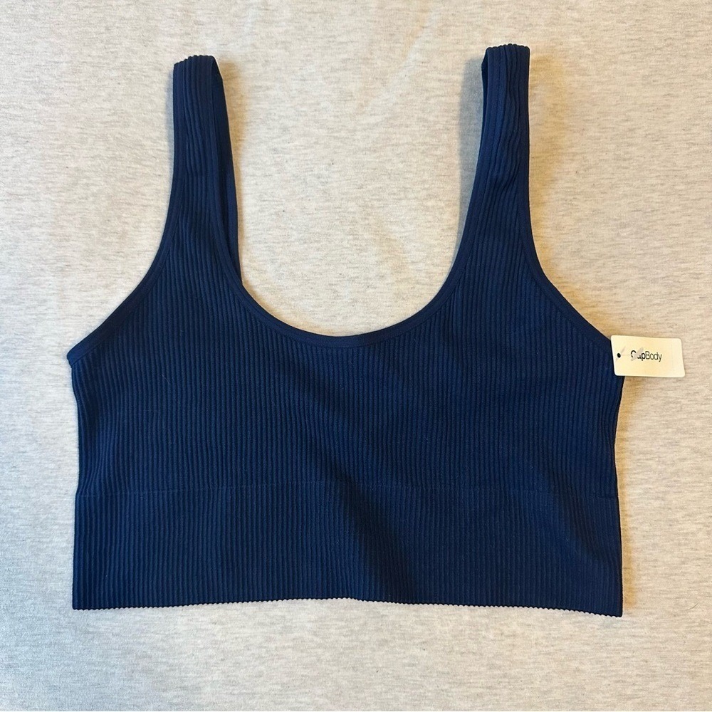 Navy Ribbed‎ Sports Bra by Aerie